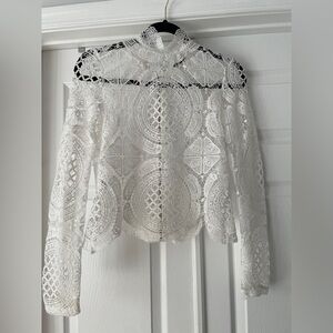 SHEIN Ivory Lace Detail Top